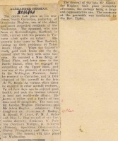 Alexander Hughan obituary, 1921