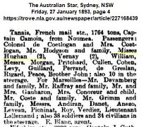 Aline Laura Hughan-passenger list 1893