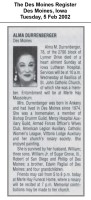 Alma Mary Pagliai obituary 2002