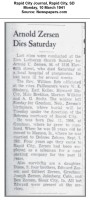 Arnold Carl Zersen obituary 1941