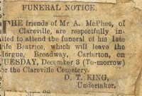 Beatrice Hughan McPhee funeral notice, 1918