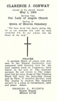 Clarence Conway Sr.prayer card 1960