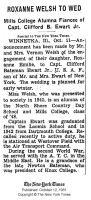 Clifford B. Ewart and Roxanne Welsh Wedding Announcement - New York, New York, 1951