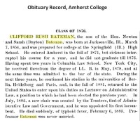 Clifford Rush Bateman, obituary, 1883