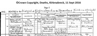 Elizabeth Monteith, death registration, Kirkmabreck parish, 1936