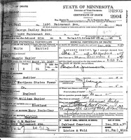 George Dudley Napier, death certificate, 1927