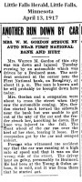 Georgiana St. Martin Gordon car accident, 1917