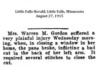 Georgiana St. Martin Gordon accident, 1915