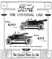 Gordon Hughan Ford advertisement, New Zealand, 1914