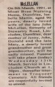 Isabella Martin McLellan obituary, 1991