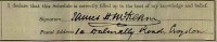 James H. McKean 1911 UK Census Signature