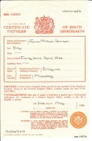 James McKean Gordon, birth certificate, 1864