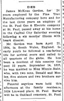 James McKean Gordon obituary, 1923