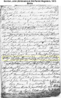 John Gordon Christening Kirkmabreck OPR 1815