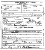 John Roller, death certificate, 1959