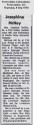 Josephine Dykeman obituary 1976