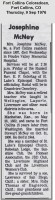 Josephine Dykeman obituary 1976