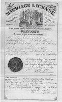 Lewellyn A. Emery and Maggie Ewart, marriage license, 1884
