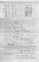 Lewellyn A. Emery and Maggie Ewart, marriage license, 1884
