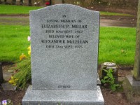 Grave monument for Alexander and Elizabeth McLellan, Kilbirnie Cemetery, Kilbirnie, Scotland