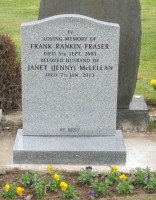 Frank Rankin Fraser and Janet (Jenny) McLellan headstone - Kilbirnie Cemetery, Ayrshire, Scotland