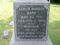 Grave of Lyman B. Warren and his wife Rebecca at Garland Cemetery, near Clarkson, NY