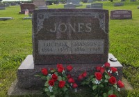 Lucinda Wakeman (1894-1989), and husband Manson L. Jones (1886-1948), Chalmers Cemetery, Indiana