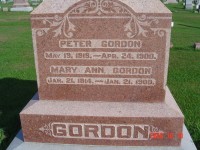 Peter Gordon (1819-1900) and wife Mary Ann McDowell (1814-1900). Victoria Cemetery, Knox County, Illinois
