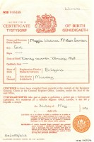 Maggie Wallace McKean Gordon, birth certificate, 1868