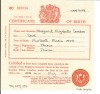Margaret Elizabeth Gordon, birth certificate, 1858