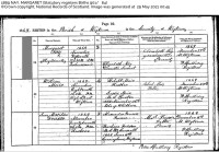 Margaret Nay birth registration, 1869