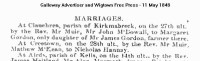 John McDowall and Margaret Gordon Wedding 27 April 1848