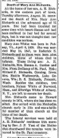Mary Ann White Richards Obituary 1904