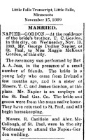 George Dudley Napier and Maggie McKean Gordon wedding, 1889