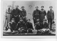 Nelle Florence Bourassa with Apache students