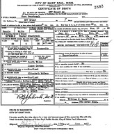 Nora (Gordon) Swarbreck, death certificate, 1935