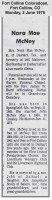 Norma Rae McCullah obituary 1975