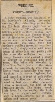 Olive Christine Hughan wedding announcement, 1922