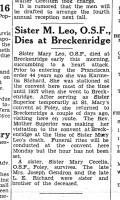 Parmelia Richard (Sister Mary Leo) obituary, 1939