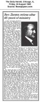 Rev Frederick Zersen retirement 1945