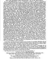 Rev. John MacDonald obituary, 1847