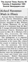 Richard Hanneman and Doris Zersen wedding 1953
