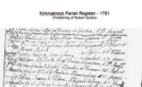 Robert Gordon birth Kirkmabreck - 1781 small