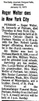 Roger Welter obituary, 1973