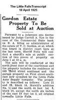 T.C. Gordon Estate - Probate and Sale, 1925