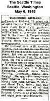 Theodore Richard Obituary - Seattle, Washington, 1946