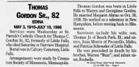 Thomas C Gordon Obituary 1998A