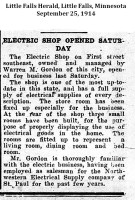 Warren M Gordon Electric Shop, 1914