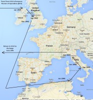 Travels of Warren M Gordon Jr. during World War II