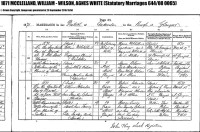 William McLellan and Agnes Wilson, marriage registration, 1871